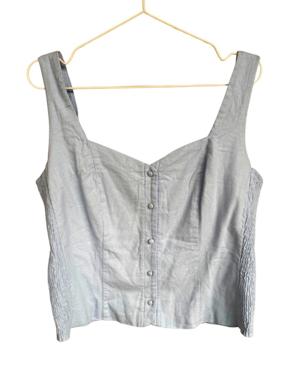 Button Front Linen Blend Summer Top